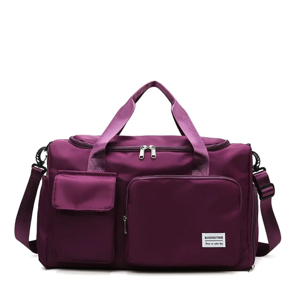 sac de voyage oxford robuste et pliable en nylon avec compartiment à chaussures, couleur unie, grande capacité, sac à main pour affaires