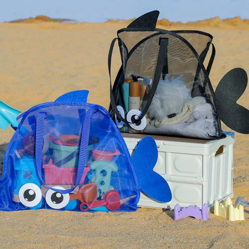 sac de plage en filet mignon pour jouets de sable, grande capacité, portable, sac de rangement pour femmes, pour la plage et les voyages, 46,5*40cm
