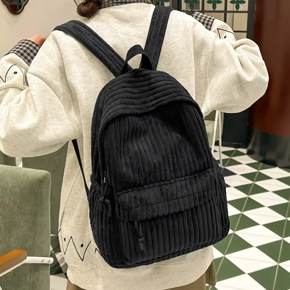 sac à dos en velours côtelé de style coréen, nouveau sac à dos polyvalent pour femmes, sac à dos de voyage pour étudiants, sacs à dos de grande capacité pour les trajets quotidiens