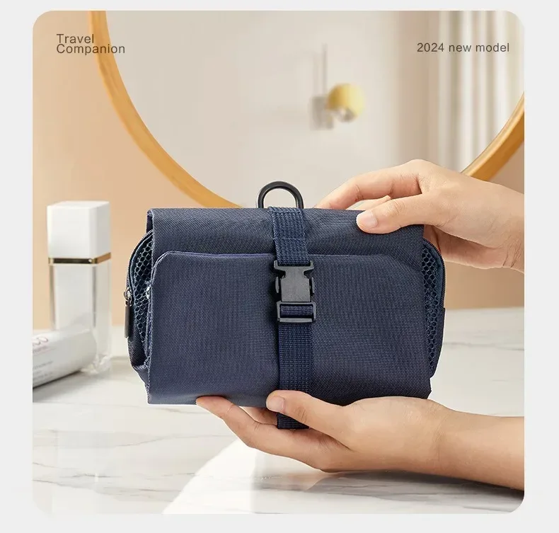 trousse de toilette pliante de style japonais, sac de rangement à crochet pour voyage d'affaires, sac à cosmétiques de haute qualité