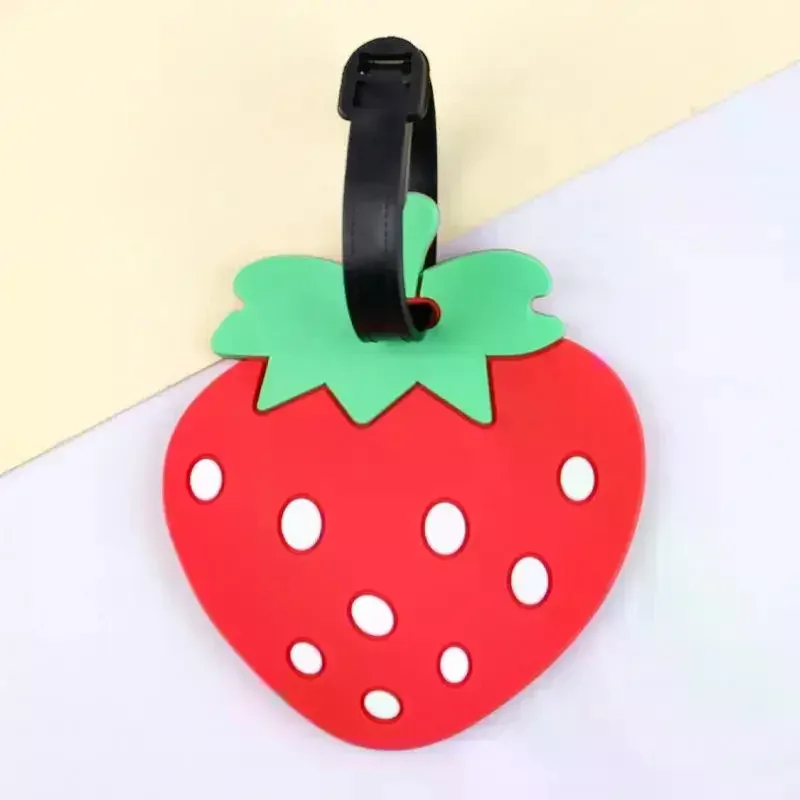 lot de 2 étiquettes de bagage en forme de fraise, créatives et personnalisables, en pvc souple, pour carte d'embarquement de voyage, nouveauté