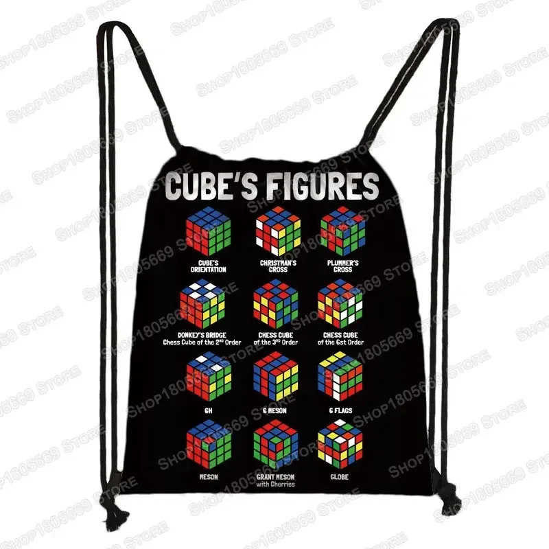 sac à dos magique cube imprimé avec cordon de serrage, sacs de rangement cubo magico pour voyage formule mathématique, sac à dos d'école pour garçons et filles, sac de jour pour enfants