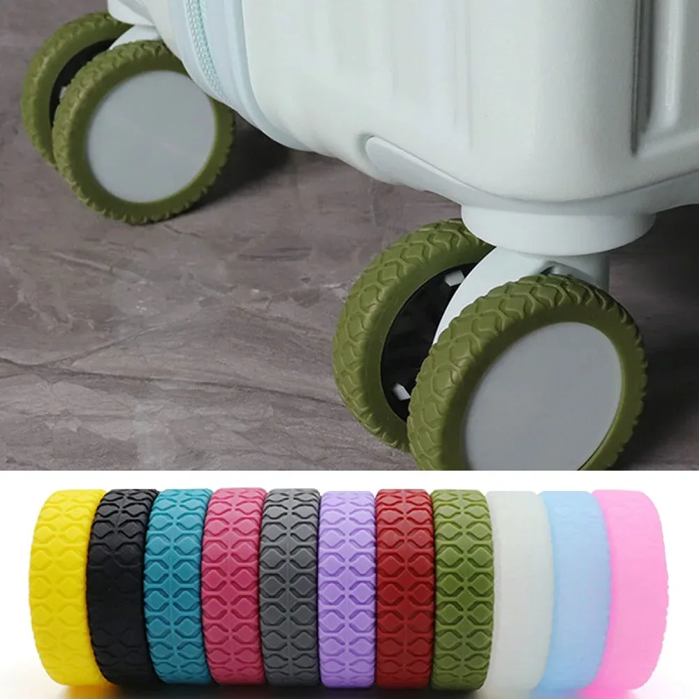 8 pièces/ensemble de protections en silicone pour roulettes de bagages, anti-bruit, résistantes à l'usure, pou