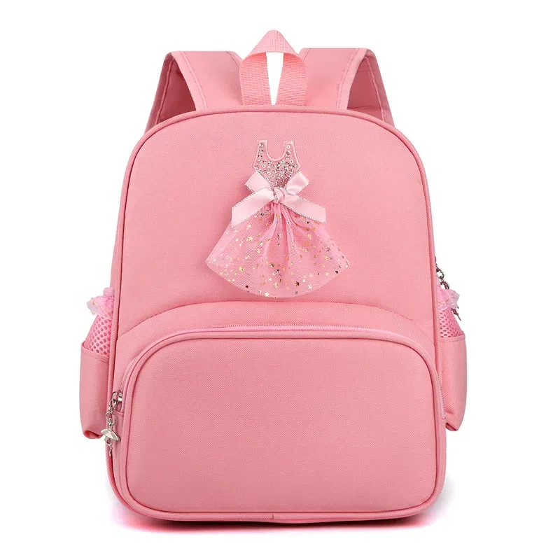 sac à dos de danse personnalisé style robe de princesse, sac à dos léger brodé en dentelle rose, sac de danse pour enfants de maternelle avec nom