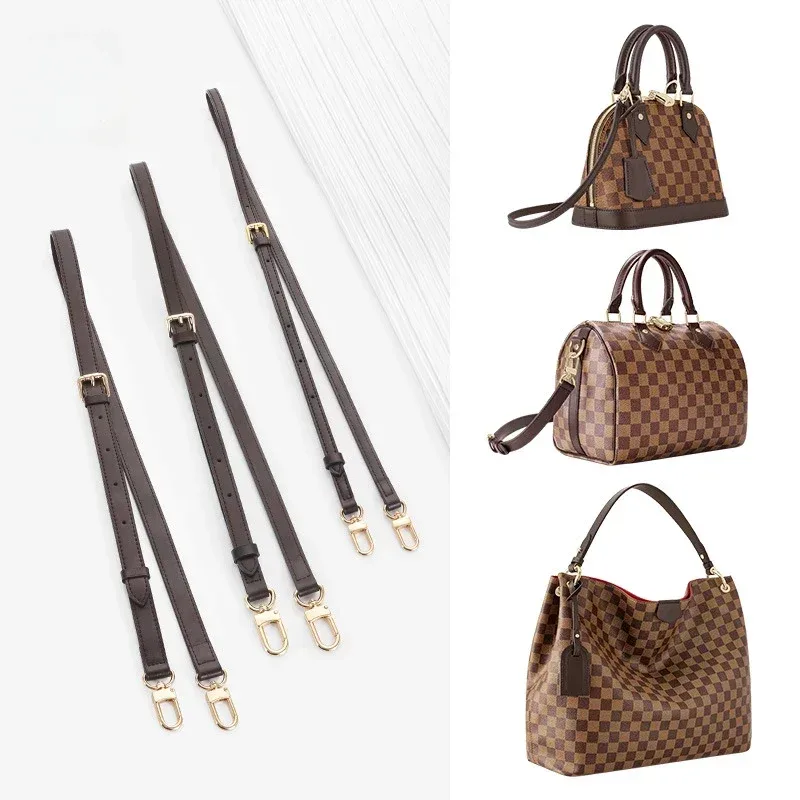 Sangle de sac à main en cuir Vachetta marron foncé, fourre-tout LV Damier Ebene, sac à bandoulière, fermoirs dorés, Speedy Metis, Alma Felnore
