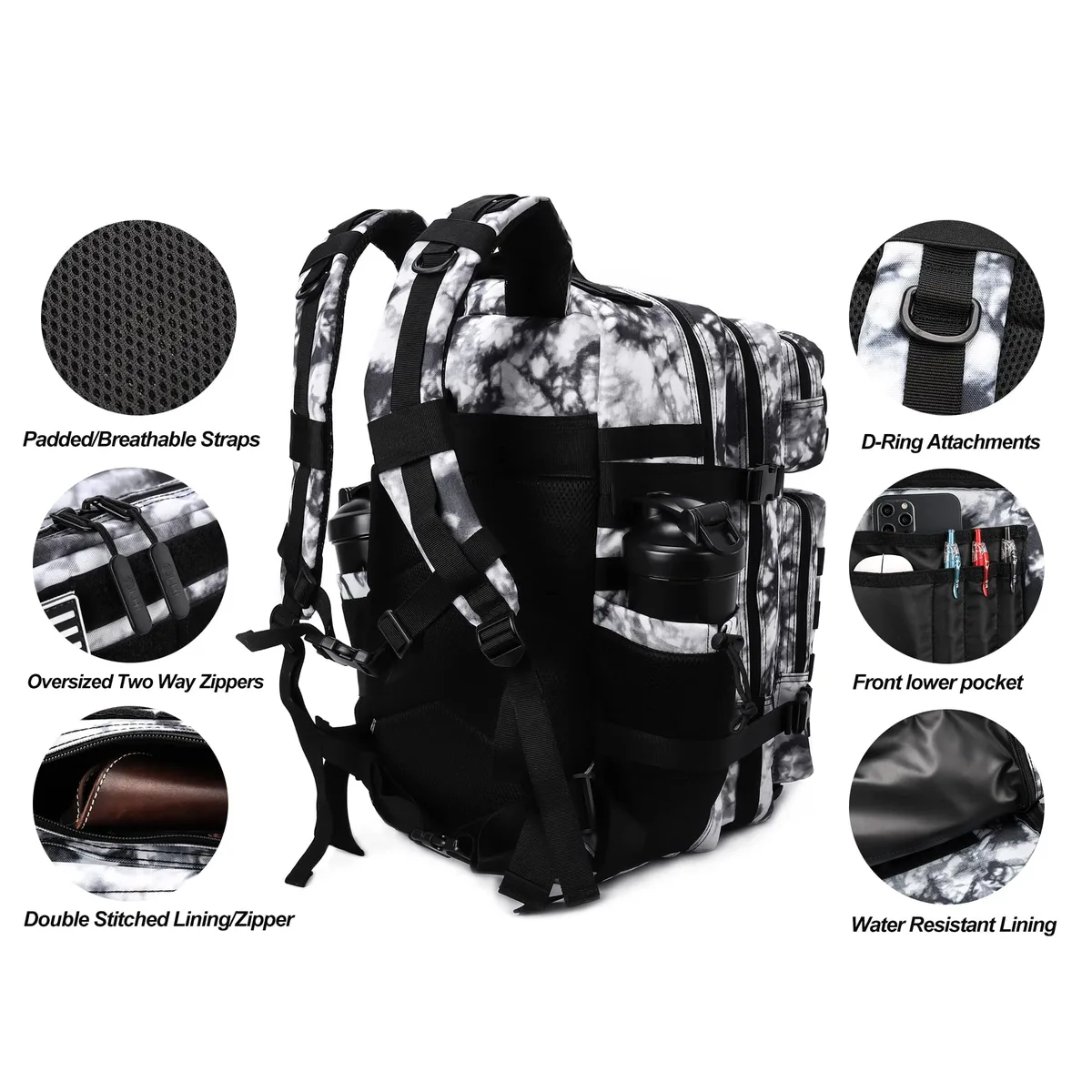 lhi 45l sac à dos tactique pour hommes et femmes grand athlète sac de sport sports de plein air randonnée survie sac à dos avec porte-bouteille