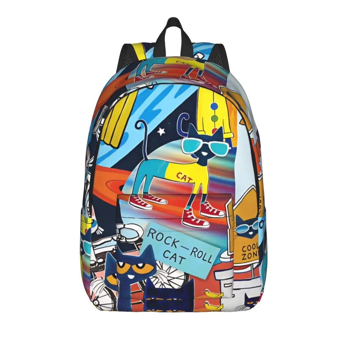 sac à dos pete the cat i love my white shoes pour garçon, en polyester, grand sac à dos esthétique pour l'école secondaire, idéal pour l'entraînement