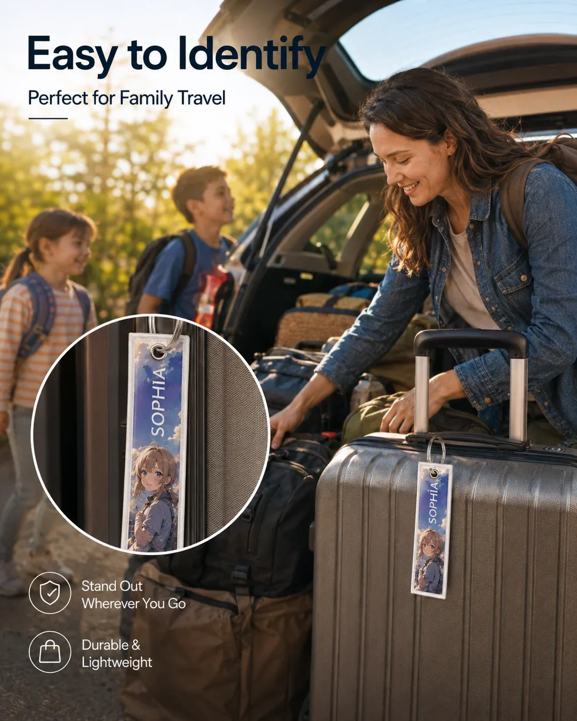 étiquette de bagage personnalisée avec logo et nom, étiquette d'identification pour valise de voyage, sac à dos, accessoires, cadeau