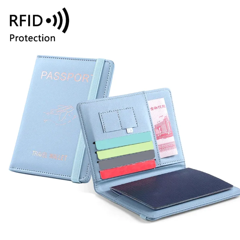 porte-passeport étanche, étui de voyage en cuir pu, portefeuille pour cartes de crédit, mignon livre de passeport pour femmes/hommes