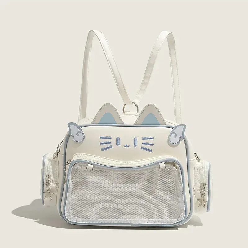 sacs à dos tendance pour femmes y2k, style coréen et japonais, sacs ita chat kawaii en pu, sacs à bandoulière esthétiques avec poche transparente pour filles