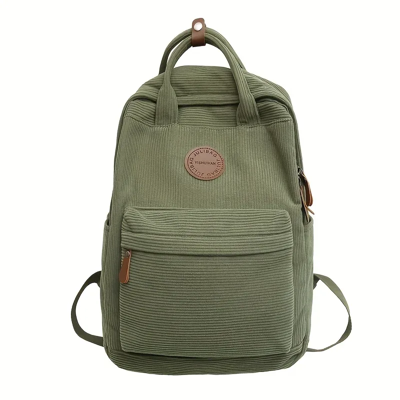 sac à dos décontracté en velours côtelé pour adolescents, compartiment pour ordinateur portable 14 pouces, sac pour lycée et université avec poche zippée, sacs à dos pour l'école