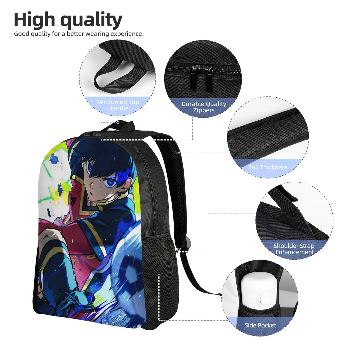 sac à dos pour femmes yoichi isagi blue locks anime, sac d'école pour enfants, sac à dos pour ordinateur portable, sac à bandoulière de voyage pour adolescents