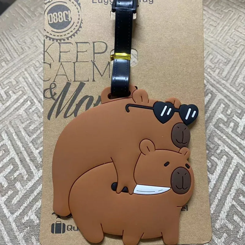 accessoires de voyage étiquette de bagage dessin animé capybara pvc valise id addres support bagages étiquettes d'embarquement étiquette portable