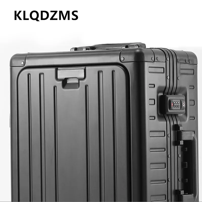 klqdzms valise ouverture avant boîte d'embarquement entièrement en aluminium alliage de magnésium boîtier de chariot 20 "24 pouces bagages multifonctions