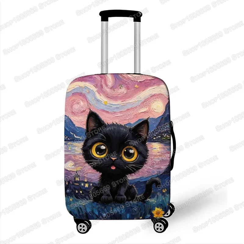 peinture à l'huile van gogh chat noir housses de bagages pour voyage la nuit étoilée housses de valise boîtier de chariot housse de protection cadeau