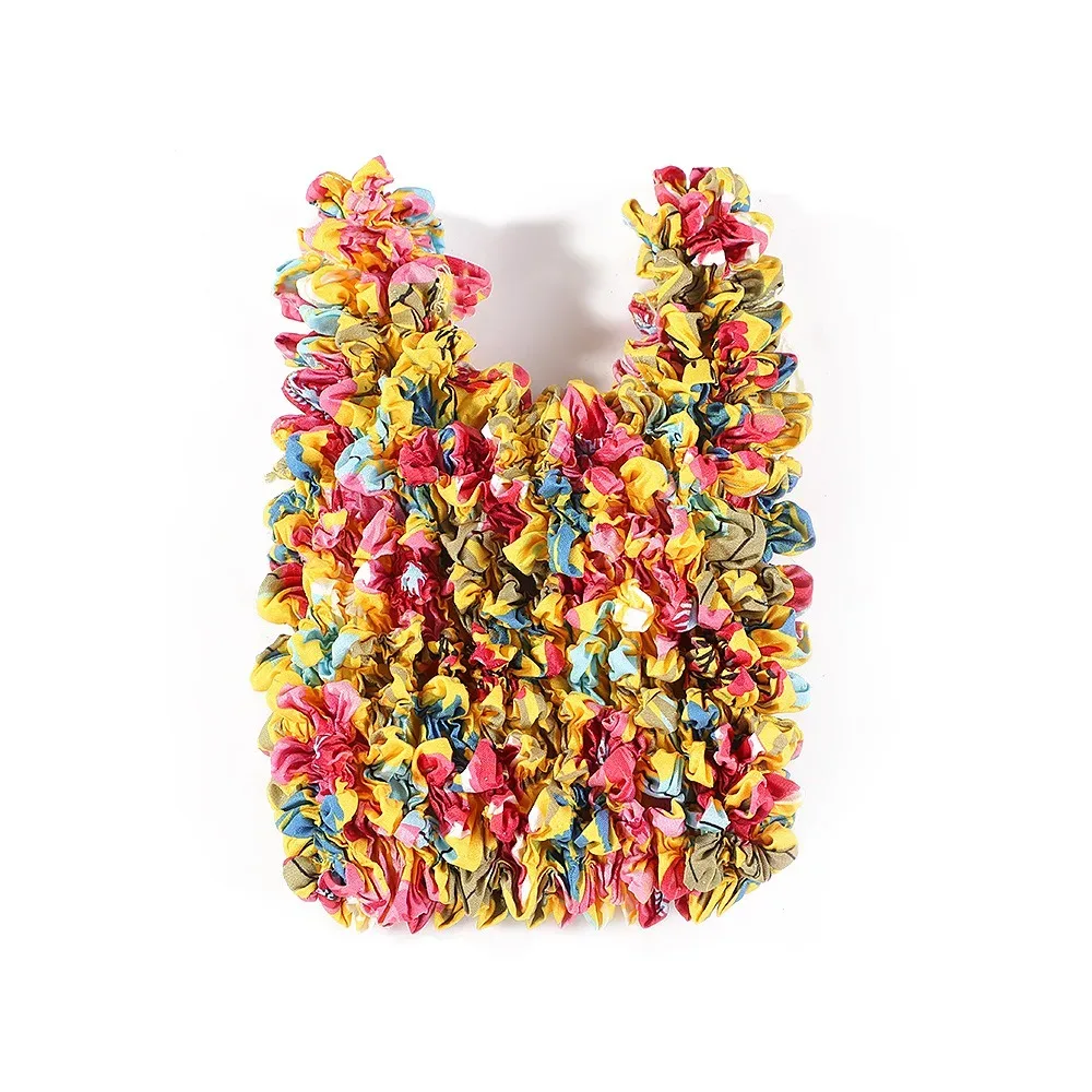 sac de courses plissé créatif multi-usage grande capacité en mousseline de soie, sac de rangement pliable à fleurs