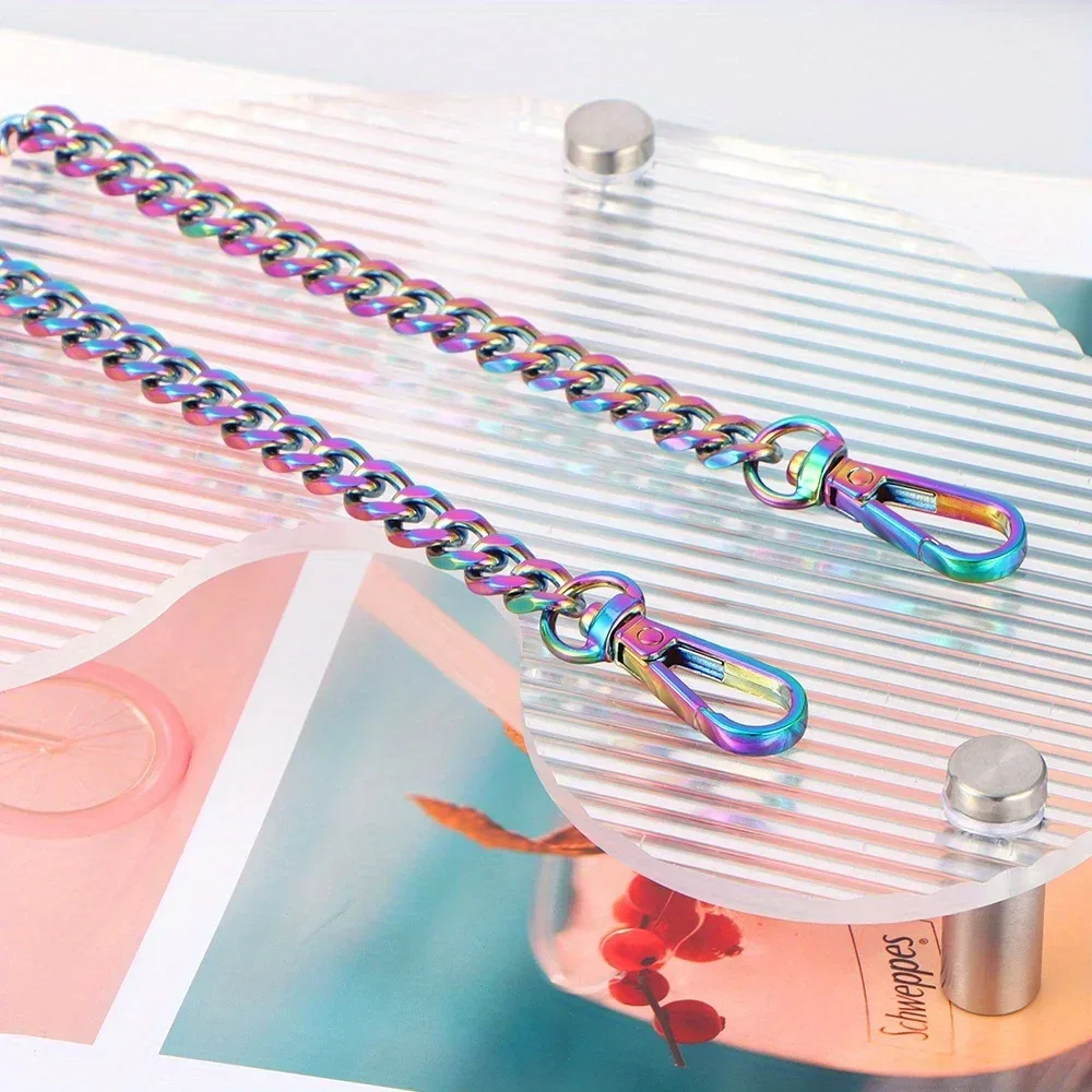 sangles de chaîne de sac à main arc-en-ciel, remplacement de sangle de chaîne plate, accessoires de sac à main de sangle de chaîne colorée pour sac à bandoulière
