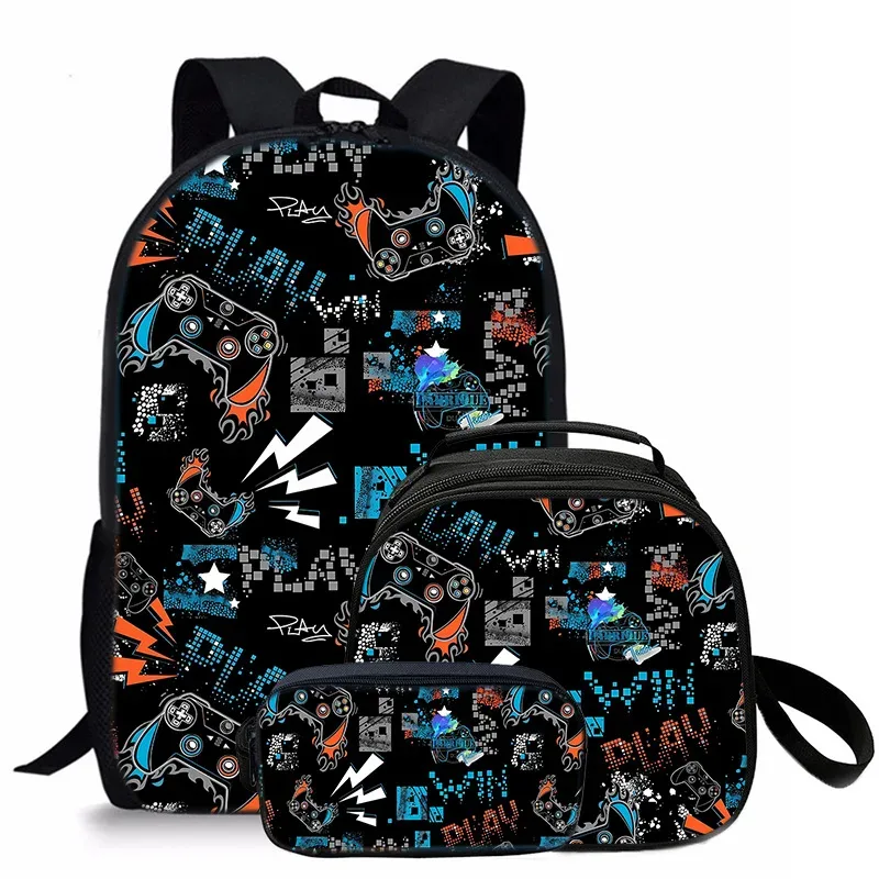tapis de jeu tendance et populaire, imprimé en 3d, 3 pièces/ensemble, sacs d'école pour étudiants, sac à dos de voyage pour carnet de notes, sac à déjeuner à bandoulière, trousse à crayons