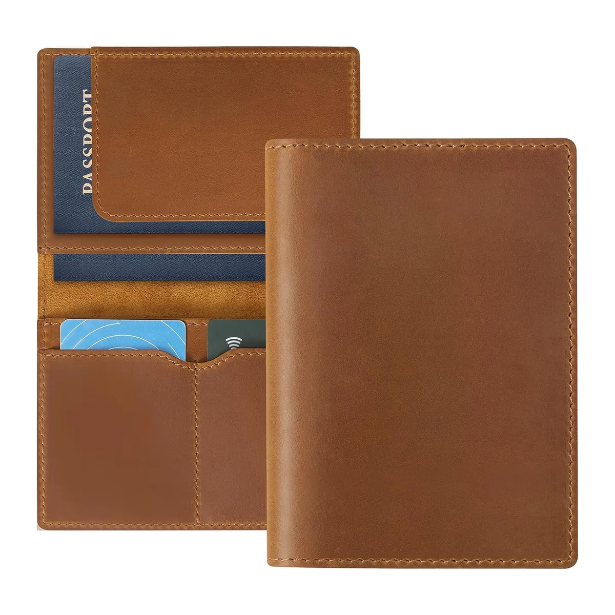 AIGUONIU porte-passeport en cuir portefeuille de voyage housse pour hommes et femmes en cuir Documents de voyage organisateur protecteur