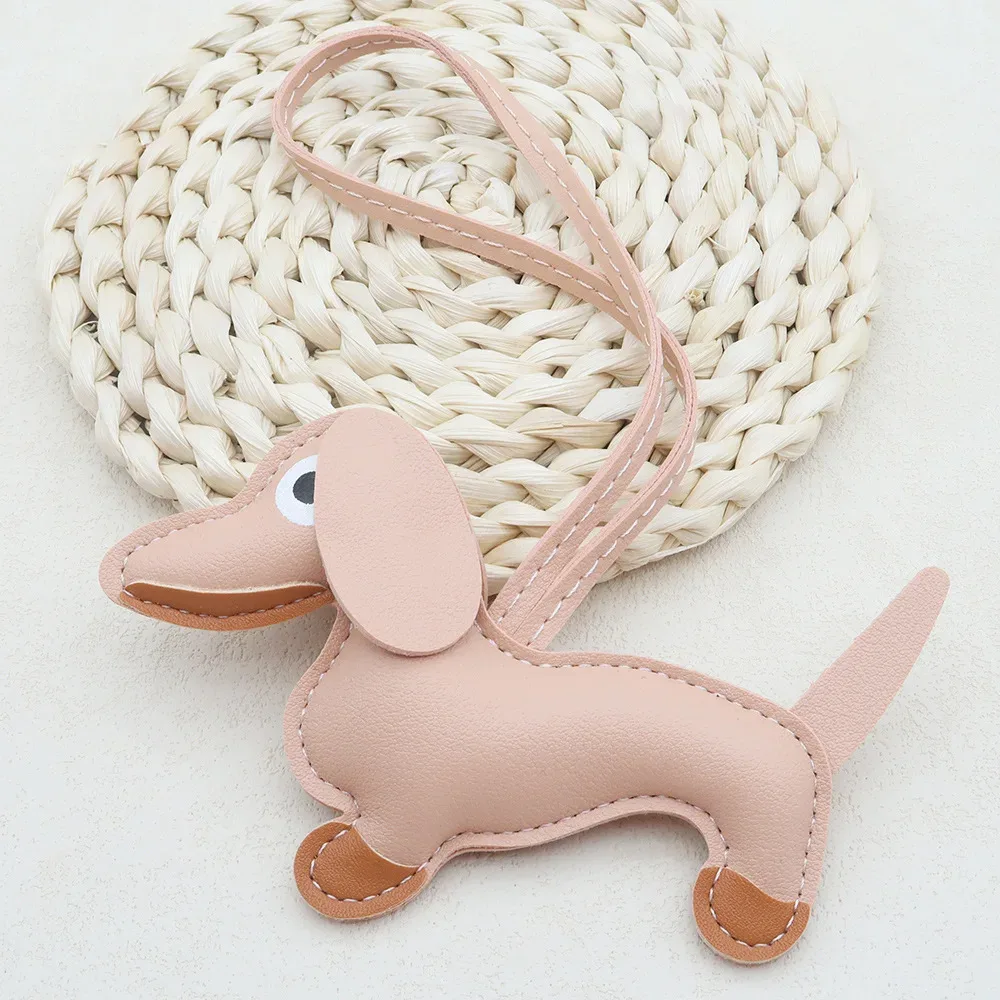 mini porte-clés en cuir pu en forme de chien teckel, décoration de sac à main, breloque pour sac à dos, cadeau pour hommes et femmes