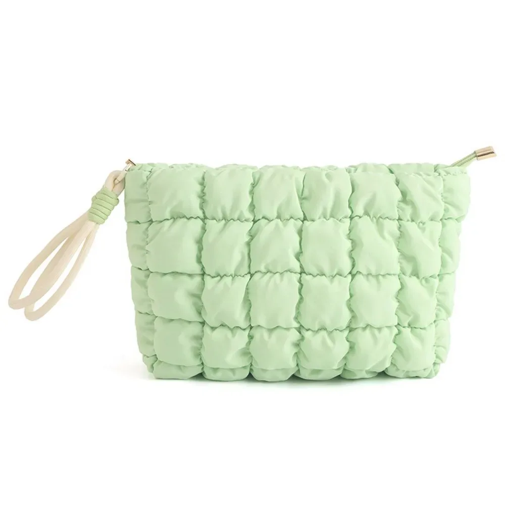 pochette de maquillage mignonne de style coréen, couleur unie, grande capacité, sac à main nuage avec fermeture éclair, sac cosmétique doux pour femmes et filles