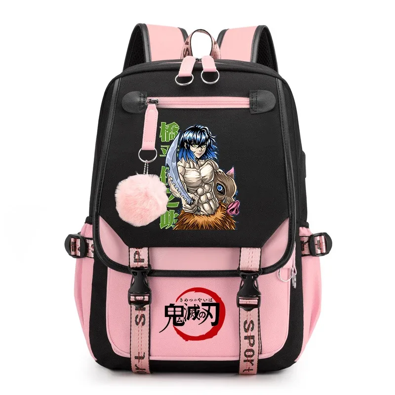 sac à dos imprimé demon slayer anime pour filles, sac à dos d'école décontracté, sac à dos de voyage léger pour adolescents