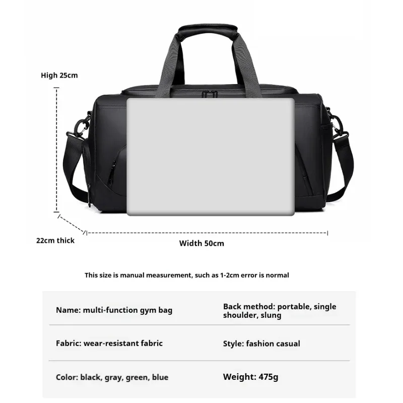 sac de sport, sac à main de grande capacité, sac polochon de voyage portable, multi-compartiments avec rangement de chaussures, parfait pour les vacances, la salle de sport