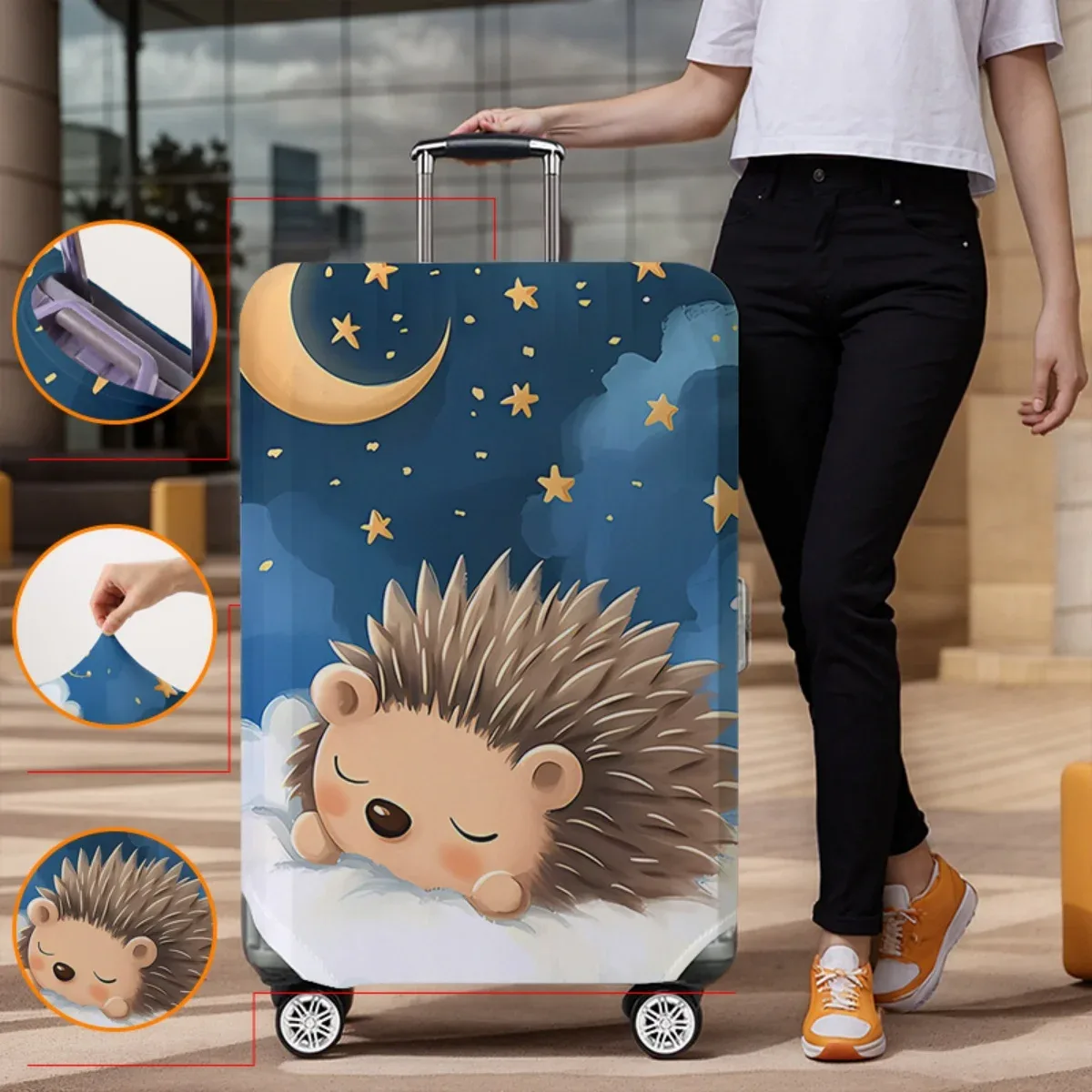 housse de protection pour bagages à motif animal, ensemble adapté aux housses de bagages de 18 à 32 pouces, housse de poignée de valise, accessoires de voyage