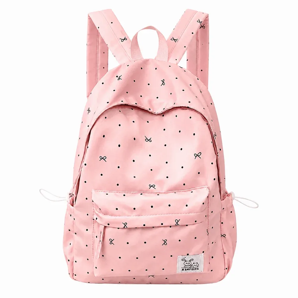 nouveau sac à dos léger à pois avec nœud papillon, décontracté, pour étudiants, respirant, durable, grande capacité, pour l'école et les voyages