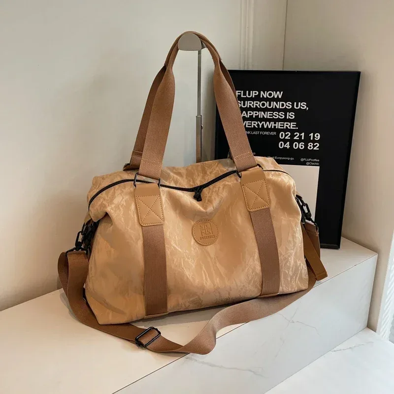 sac de voyage à fermeture éclair en pu de couleur unie, grande capacité, sac à bandoulière polyvalent et décontracté, doux, tendance, offre spéciale, 2026