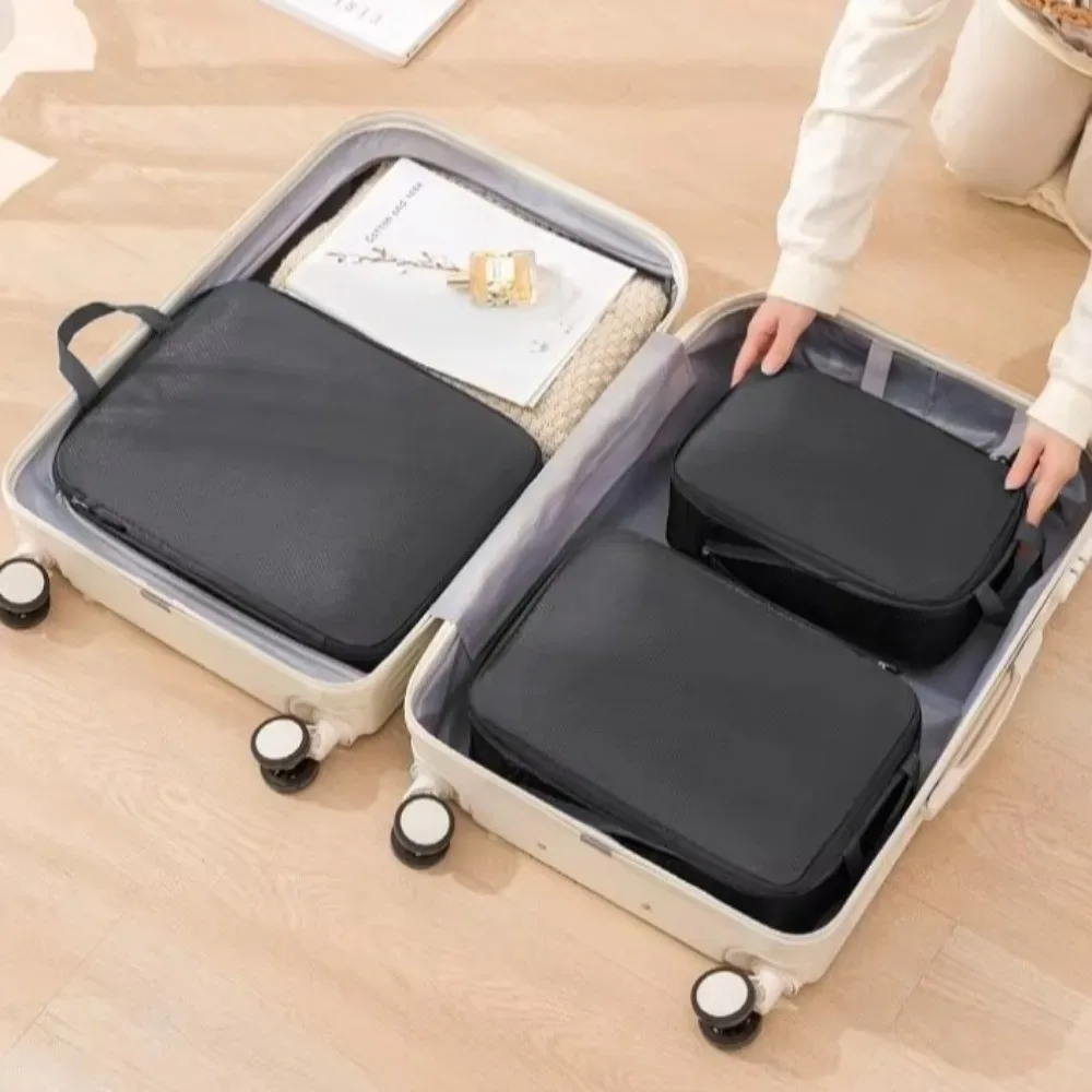 3 pièces/ensemble cubes de compression de voyage en polyester, compressibles, grande capacité, organisateur de bagages portable, imperméable