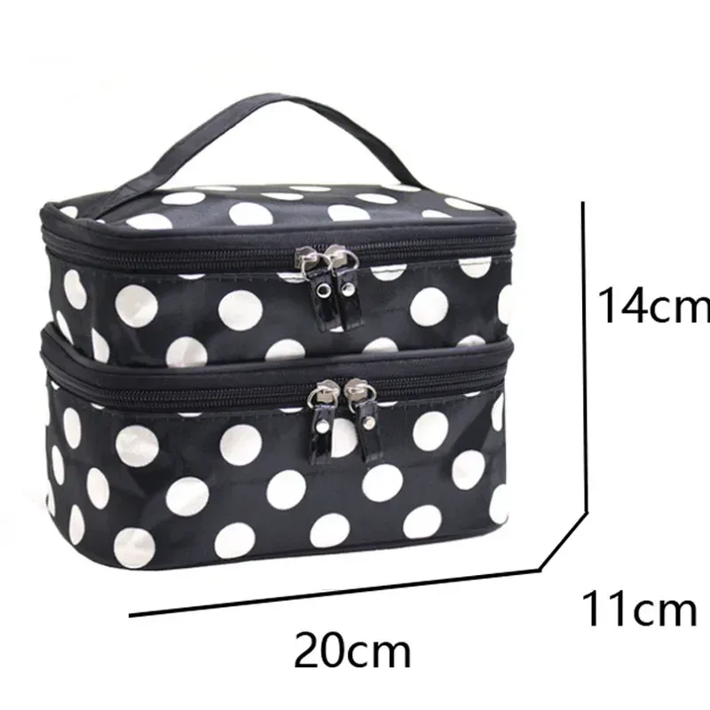 trousse de maquillage de grande capacité, sac à cosmétiques à double fermeture éclair pour femmes, pochette de bain, organisateur de produits de toilette de voyage, rangement étanche, cas de maquillage