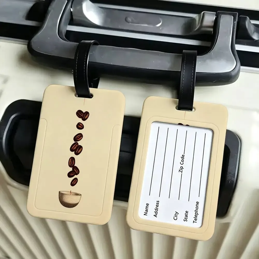 cafetière à espresso italienne, étiquette d'identification de bagages en pvc, porte-carte d'informations anti-perte, étiquette de nom pour valise de voyage