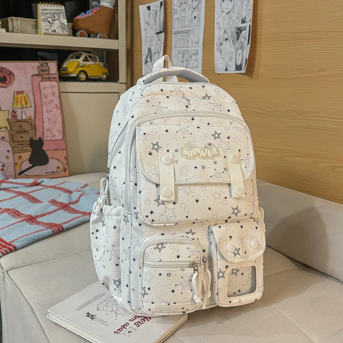 sac à dos d'écolière japonais grande capacité multi-poches pour collégienne, sac à dos transparent style anime ita bag