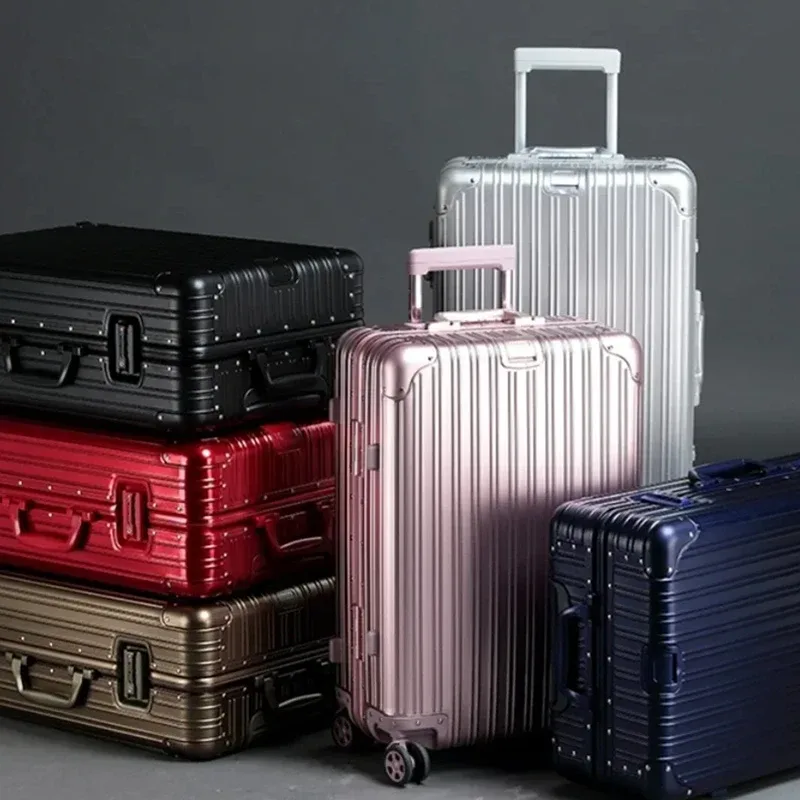 Valise de voyage en aluminium 20/22/24/26/28/30'' de haute qualité avec serrure TSA, bagage à roulettes, valise cabine en métal