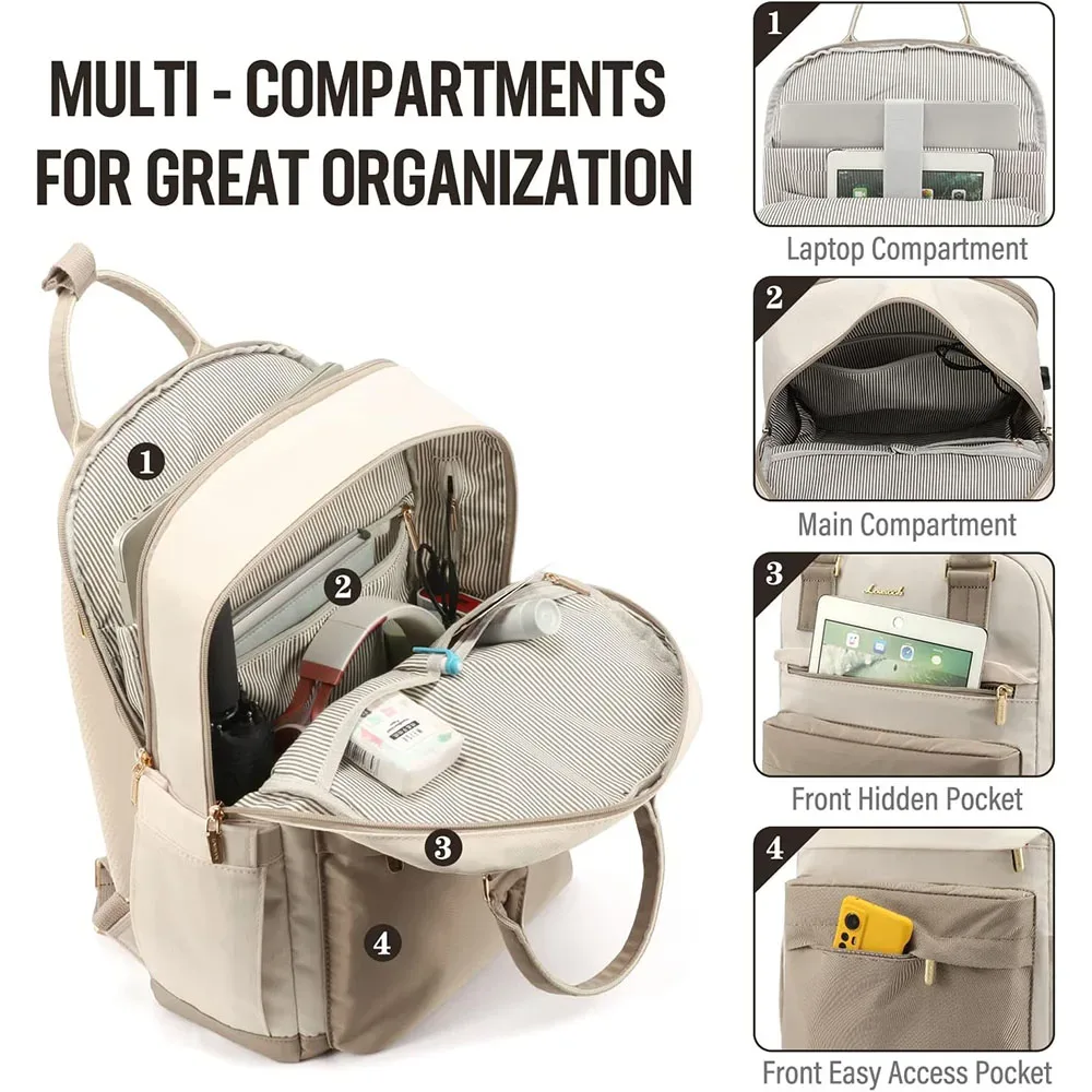 sac à dos pour ordinateur portable de 15,6 pouces pour femmes, avec port usb, grande capacité, sac de voyage étanche, sac à dos vintage