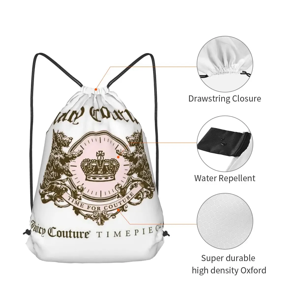 sacs à dos classiques juicy couture, sac de sport portable avec cordon de serrage, sacs à livres pour homme et femme, pour l'école