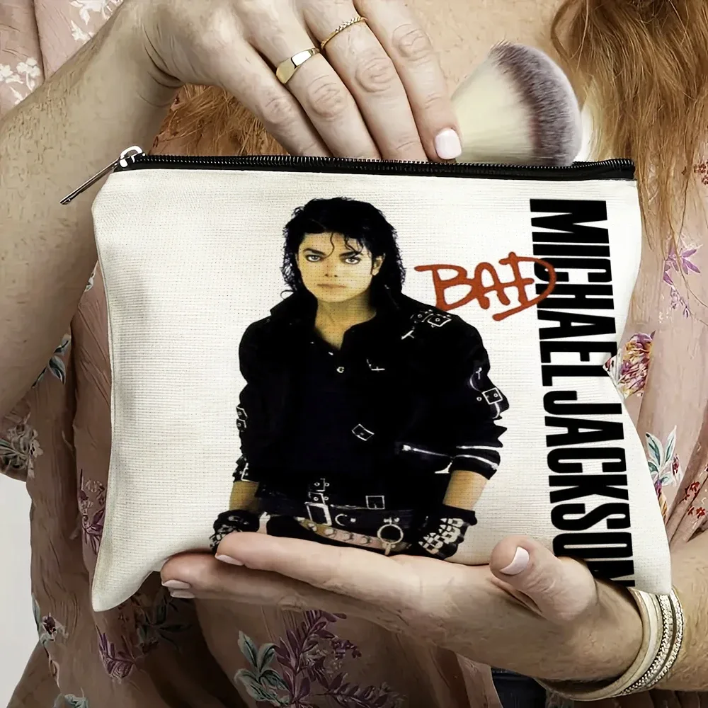 Super Star Michael Jackson sac cosmétique Double impression sacs de maquillage femmes sac à main de mariage dame organisateur de voyage portefeuille enfant