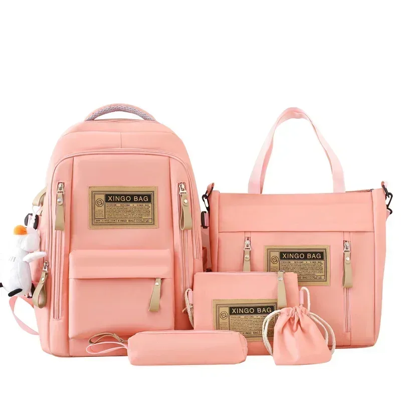ensemble de 5 pendentifs gratuits, style forêt, version coréenne, sac à dos décontracté pour étudiantes harajuku pour lycéennes, grande capacité