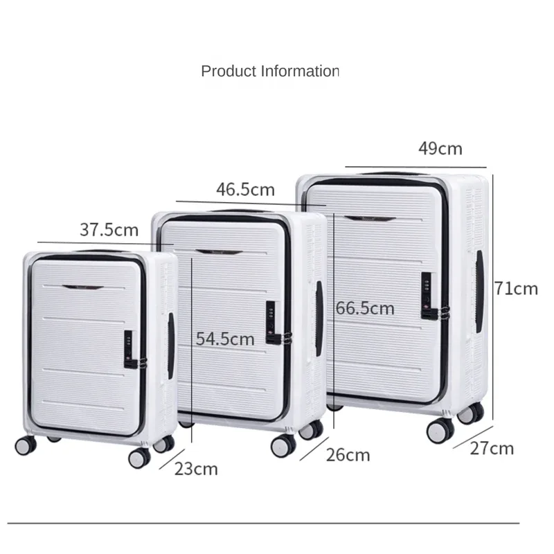 valise pliable avec ouverture avant, bagage à main de 20 pouces, valise de voyage de grande capacité de 24/26 pouces, boîtier de chariot à ouverture latérale