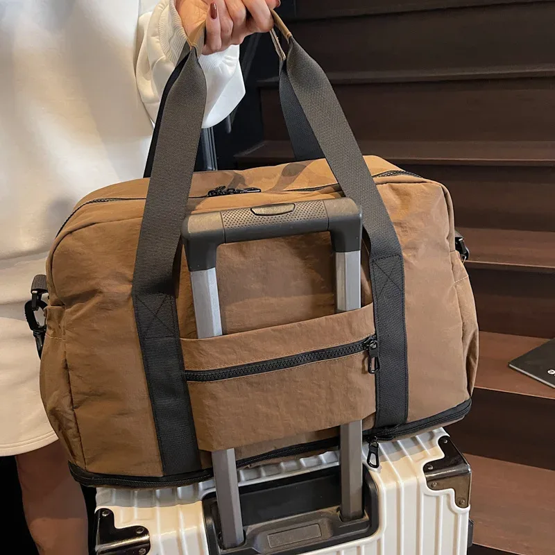 sac de voyage pliable à grande capacité pour les courts séjours, bagage d'affaires, sac de rangement à bandoulière, sac de sport en tissu oxford