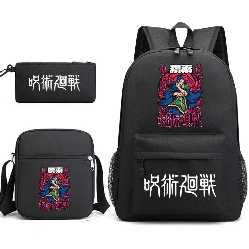 sac à dos anime jujutsu kaisen, trousse à crayons, ensemble de 3 pièces, sac à dos léger pour enfants et adolescents