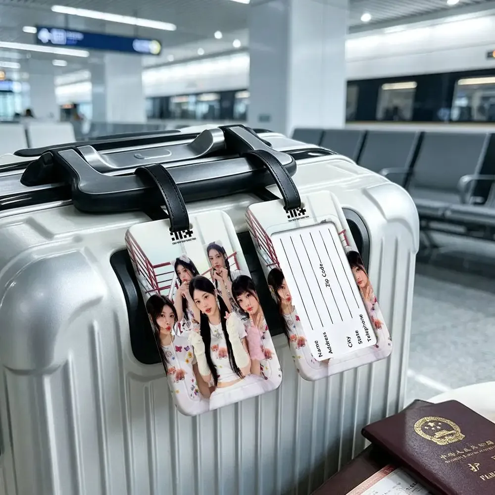 étiquette d'identification de bagage en pvc du groupe kpop i-illit, porte-carte d'informations anti-perte, étiquette de nom pour valise de voyage