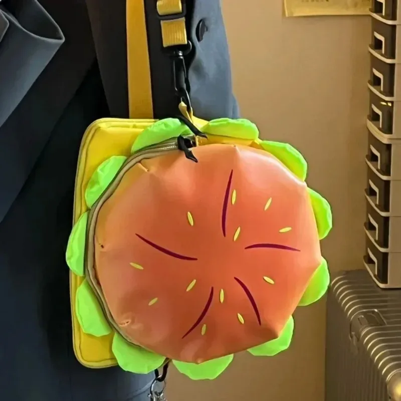pu élégant hamburger sac à dos ordinateur portable stockage fermeture éclair portable fourre-tout décontracté cheeseburger sac à dos pour unisexe voyage vacances en plein air