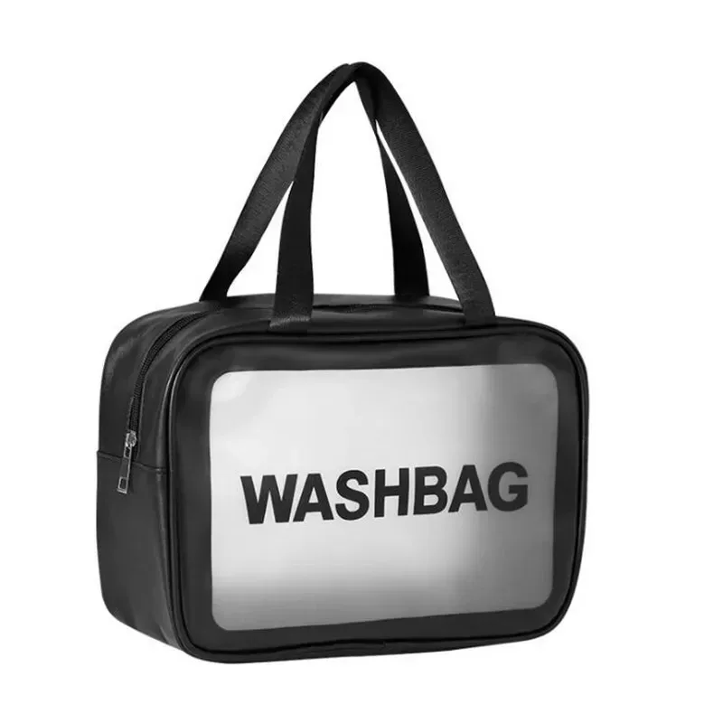 sacs à cosmétiques en pvc imperméables, grande capacité, sac de rangement de maquillage de voyage, sacs à main transparents en pu, sacs de lavage portables, 1/3 pièces, nouveau