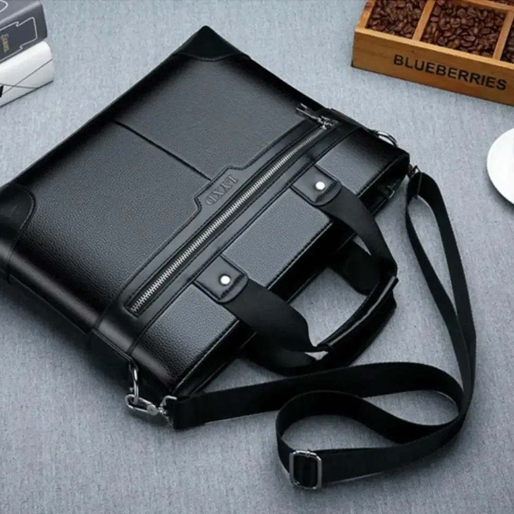 porte-documents en cuir pu grande capacité, fermeture éclair en tissu oxford, sac pour documents professionnels, organisateur de papiers multifonctionnel