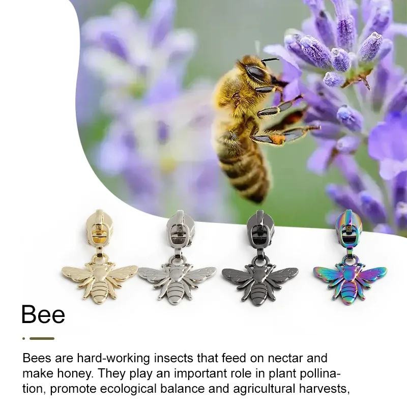 5/10/20 pièces en forme d'abeille 5 #   têtes de fermeture éclair pour fermetures éclair en nylon, tirettes de fermeture éclair pour sacs, vêtements, bagages, kit de réparation, accessoires de couture diy