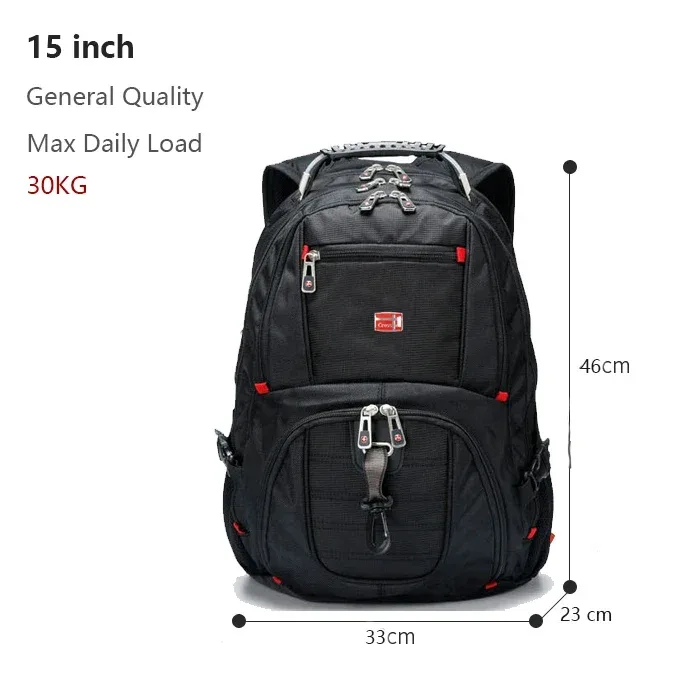sac à dos multifonctionnel suisse 2026, durable, pour ordinateur portable 17 pouces, sac de voyage, sac à livres universitaire, port de chargement usb, résistant à l'eau