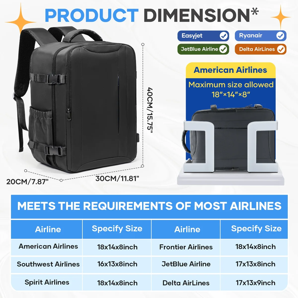 sac de cabine ryanair 40x30x20 - nouveau sac à dos de voyage easyjet, sac à dos pour bagages à main pour usage