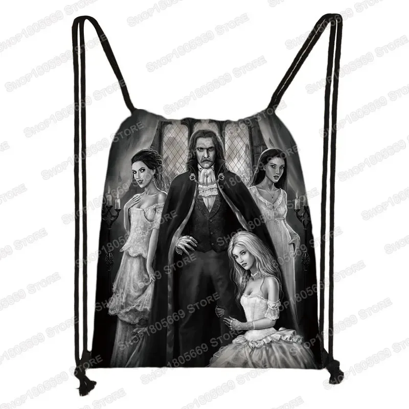 sac à dos gothique imprimé vampire bat ghost, sacs à cordon, sacs à bandoulière pour femmes et hommes, porte-chaussures de voyage